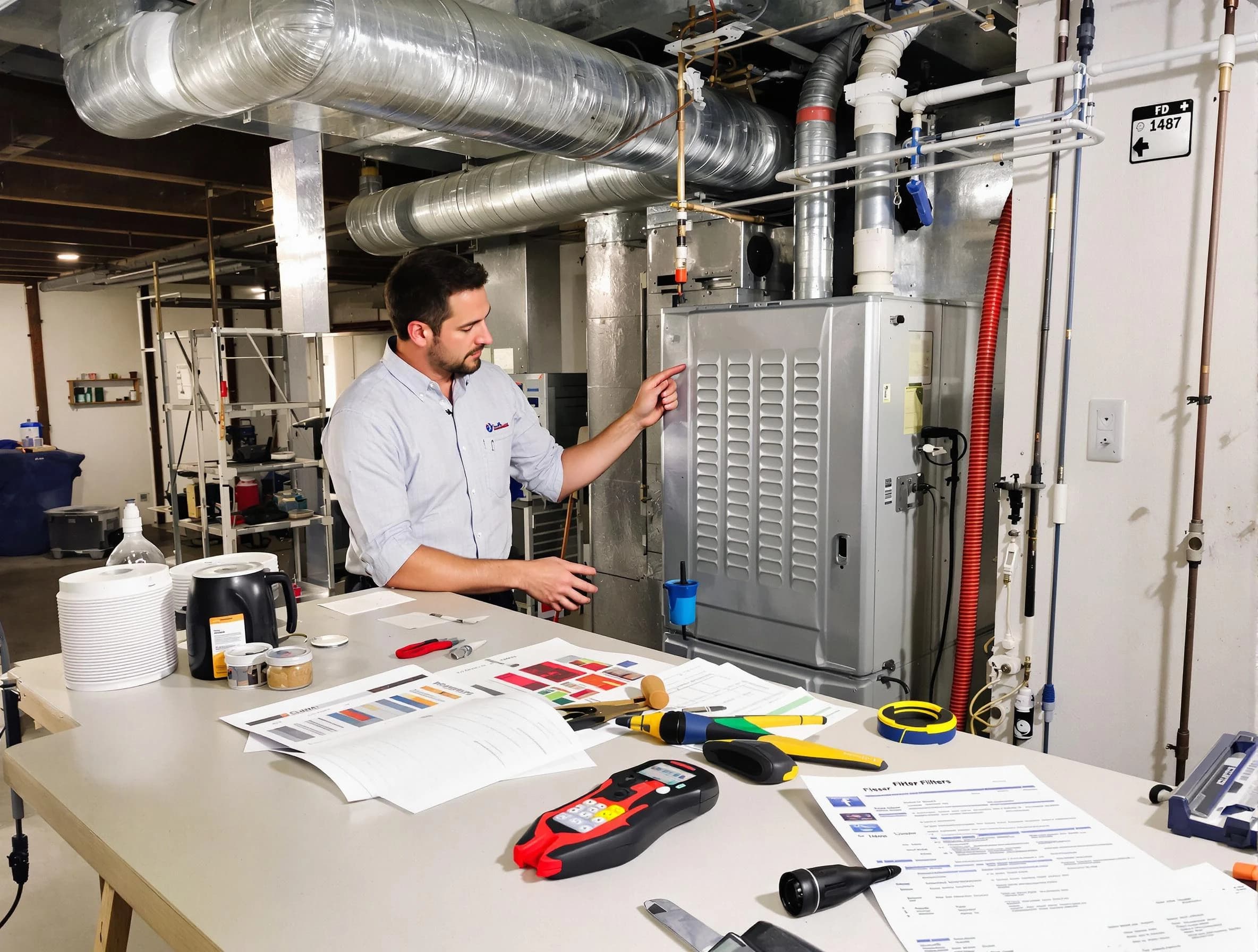 Garden Grove Air Duct Cleaning inspector conducting detailed filter system evaluation using professional diagnostic tools in Garden Grove