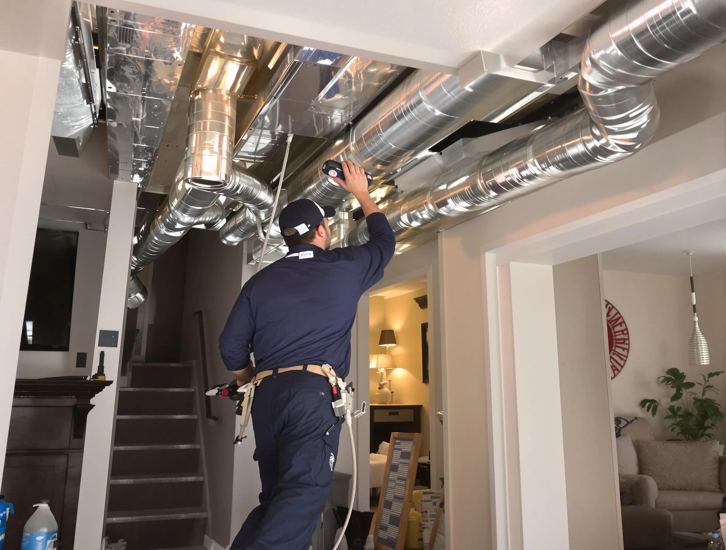 Garden Grove Air Duct Cleaning expert performing specialized duct cleaning in a mobile home in Garden Grove