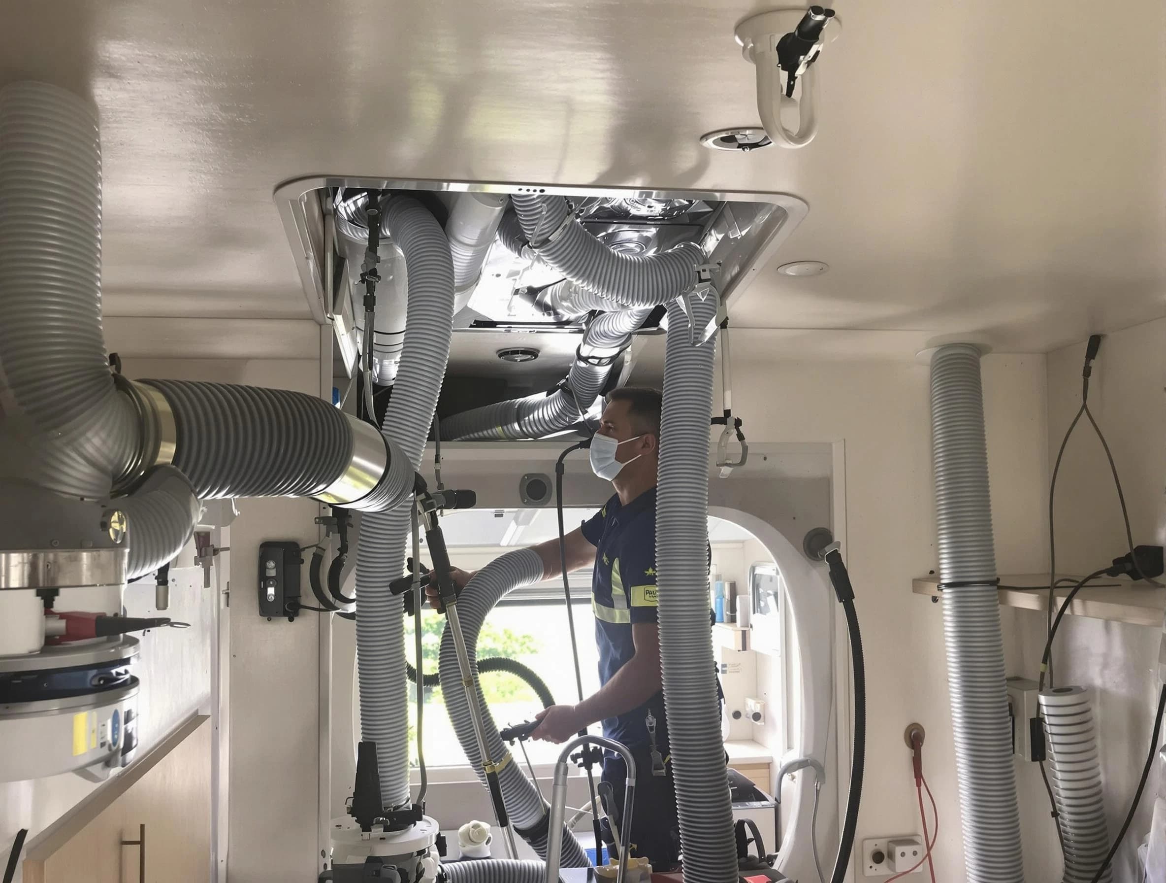 Garden Grove Air Duct Cleaning specialist performing precise mobile home duct cleaning in Garden Grove