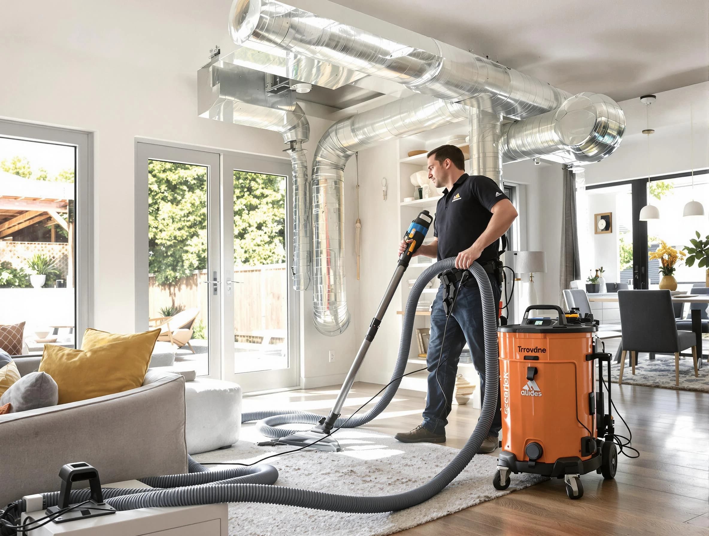 Garden Grove Air Duct Cleaning specialist performing thorough residential duct cleaning using advanced equipment in Garden Grove