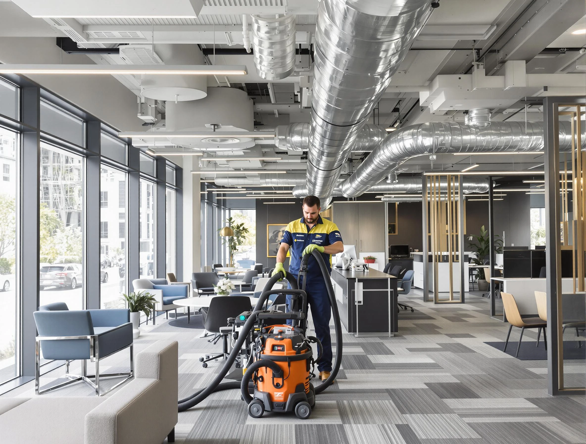 Garden Grove Air Duct Cleaning team performing thorough commercial duct cleaning at a Garden Grove business center