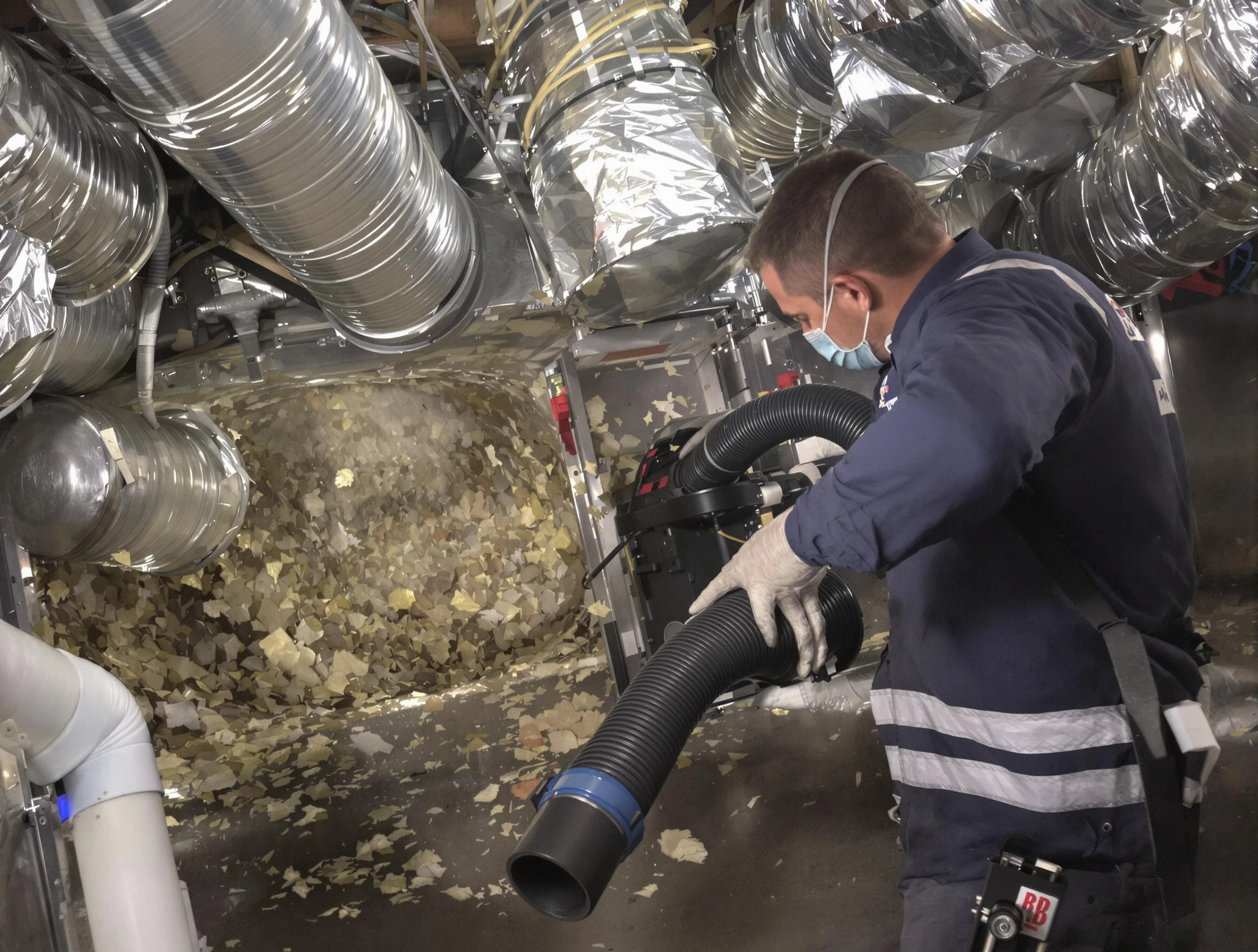 Garden Grove Air Duct Cleaning specialist operating negative pressure cleaning equipment for thorough duct maintenance in Garden Grove